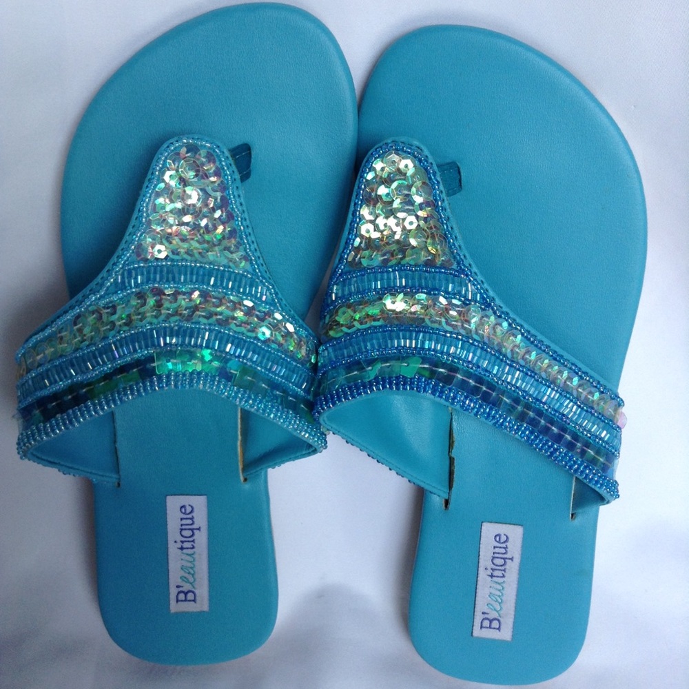 New sequin sandals blue Small or large